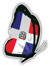 Dominican Republic Flag Butterfly Car Bumper Sticker Decal 4'' x 5''