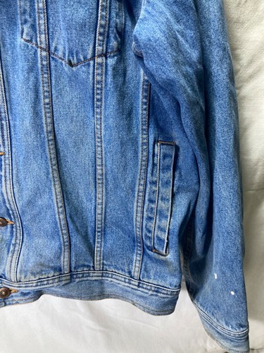 Vtg 90s Outdoor Expedition Trucker Jean Jacket Mens XL Denim Hong Kong - Picture 4 of 17