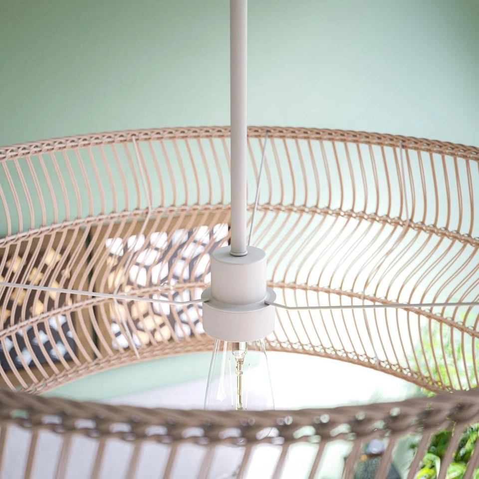 Lámpara colgante Butler 1 luz de ratán con acabado blanco de Kenroy INICIO Foto 4 de 4