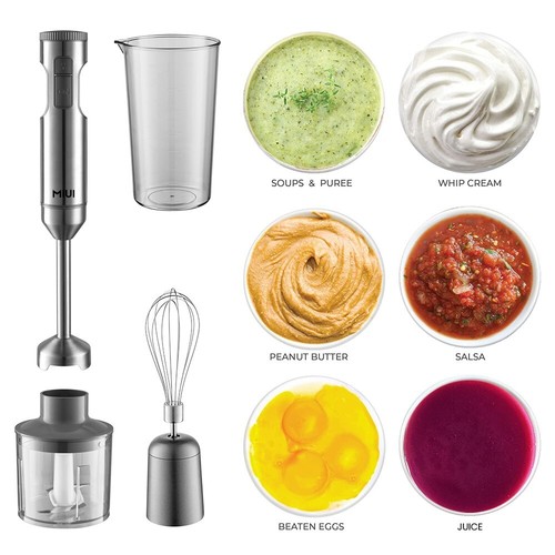 MIUI 1000W Hand Blender Handheld Immersion Stick Blender 12 Speed &Turbo Silver - Picture 2 of 13