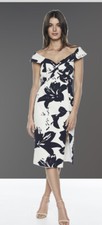 NWT Bardot Botanica Dress In Camilla Navy Off The Shoulders Midi Size 4 $119 XS