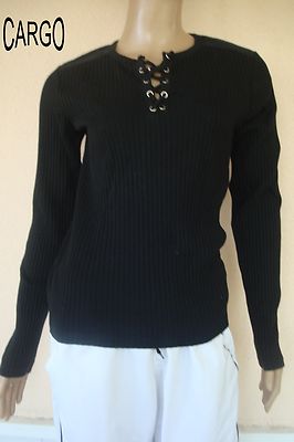 Pull Bleu Denim 100% Coton KNITTER - Taille 44, Col V, Très Doux, Neuf Sans Étiquettes