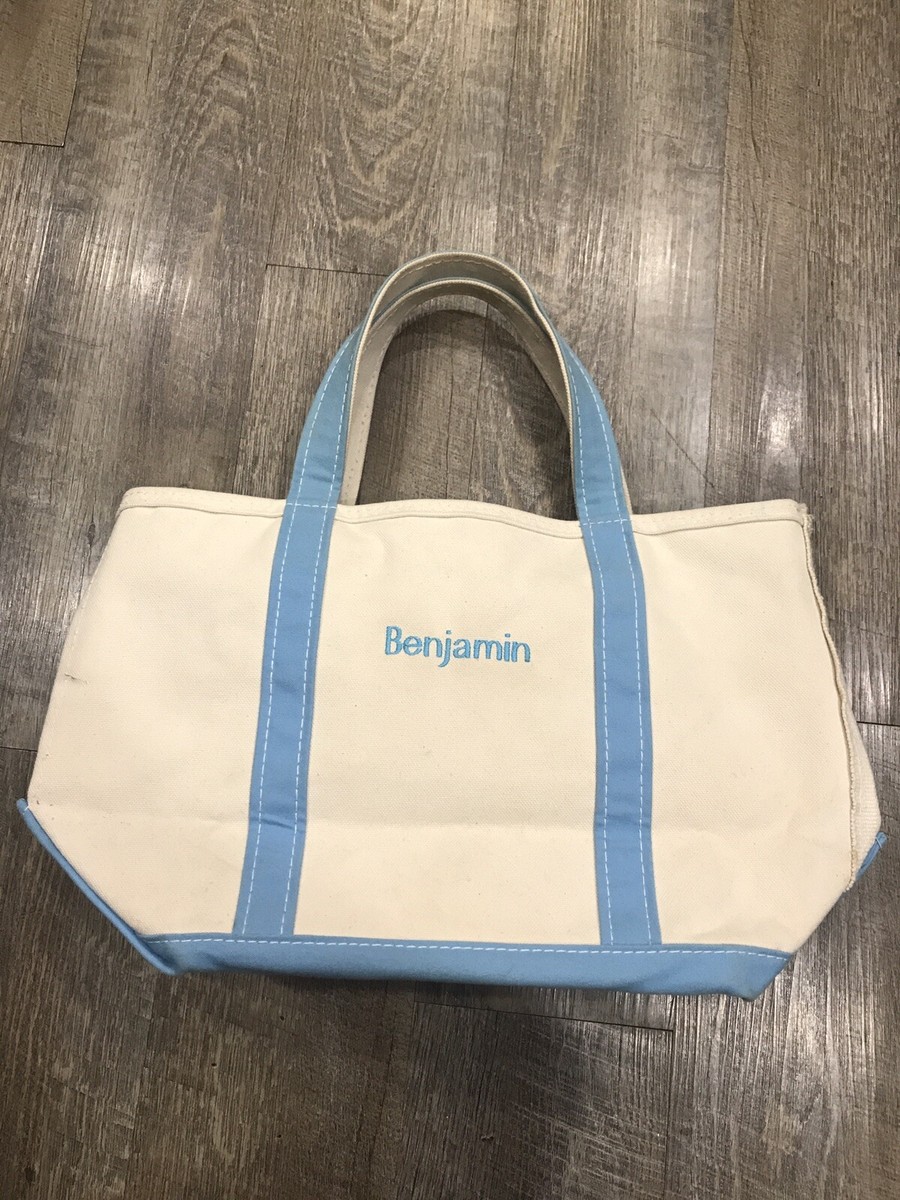 L.L. Bean Boat and Tote Canvas Bag Zippered Medium Ivory and