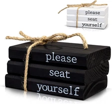 Rustic Mini Wooden Books - Funny Farmhouse Bathroom Decor for Guest Restroom