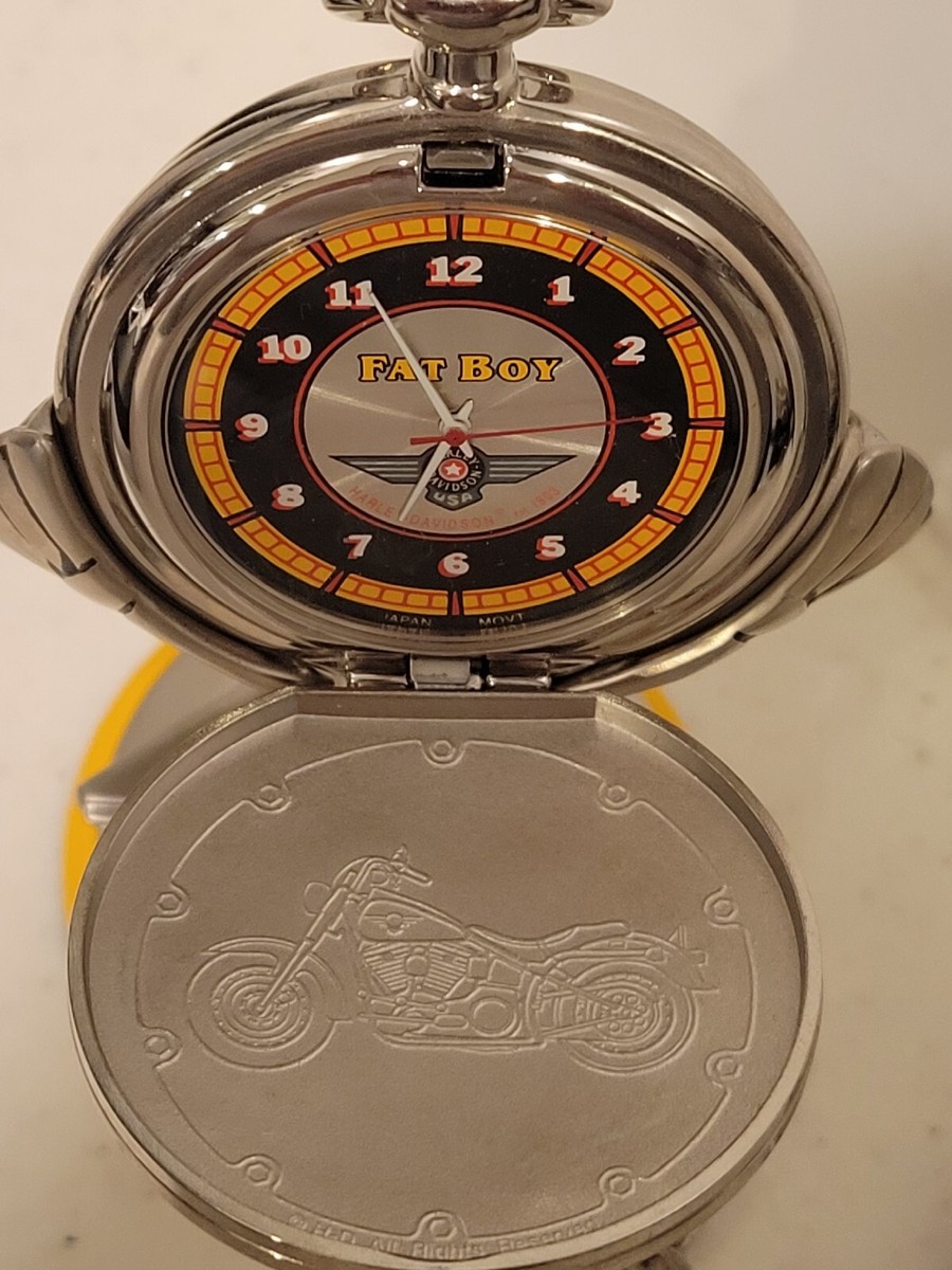 Franklin Mint Harley Davidson Precision Fat Boy Pocket Watch W
