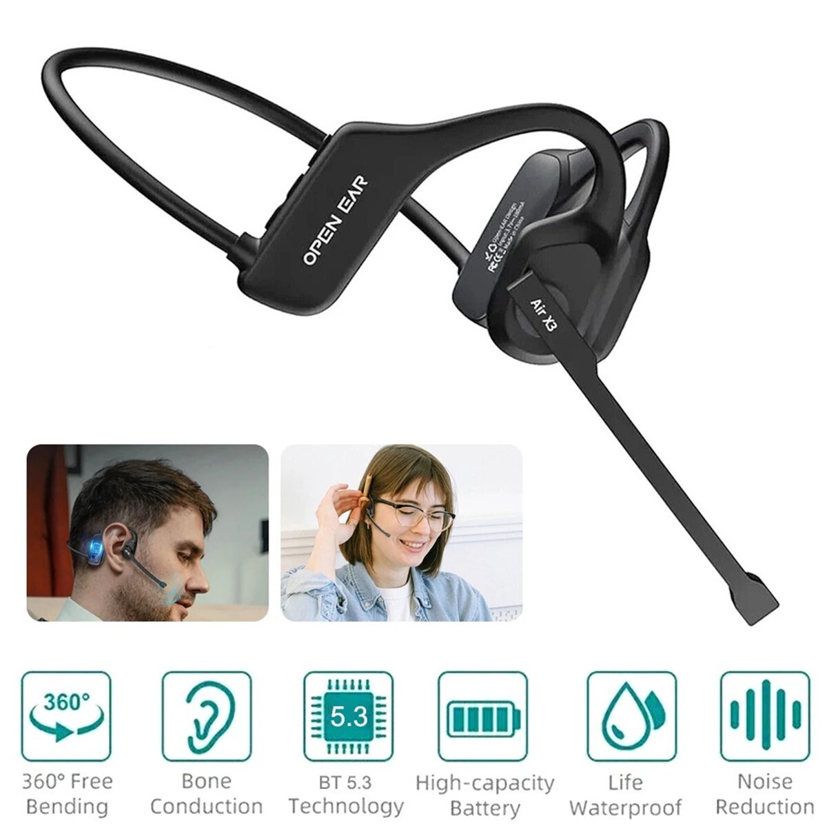 Trucker Bluetooth 5.2 Headset Wireless With Noise Cancelling Mic