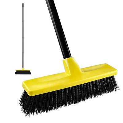 Push Broom Outdoor Indoor Broom 12'' Wide,50'' Long Handle with Stiff Bristles ...
