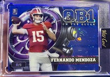 2026 Wild Card QB1 On The Clock Blue Sparkle Rookie Fernando Mendoza 5/6 