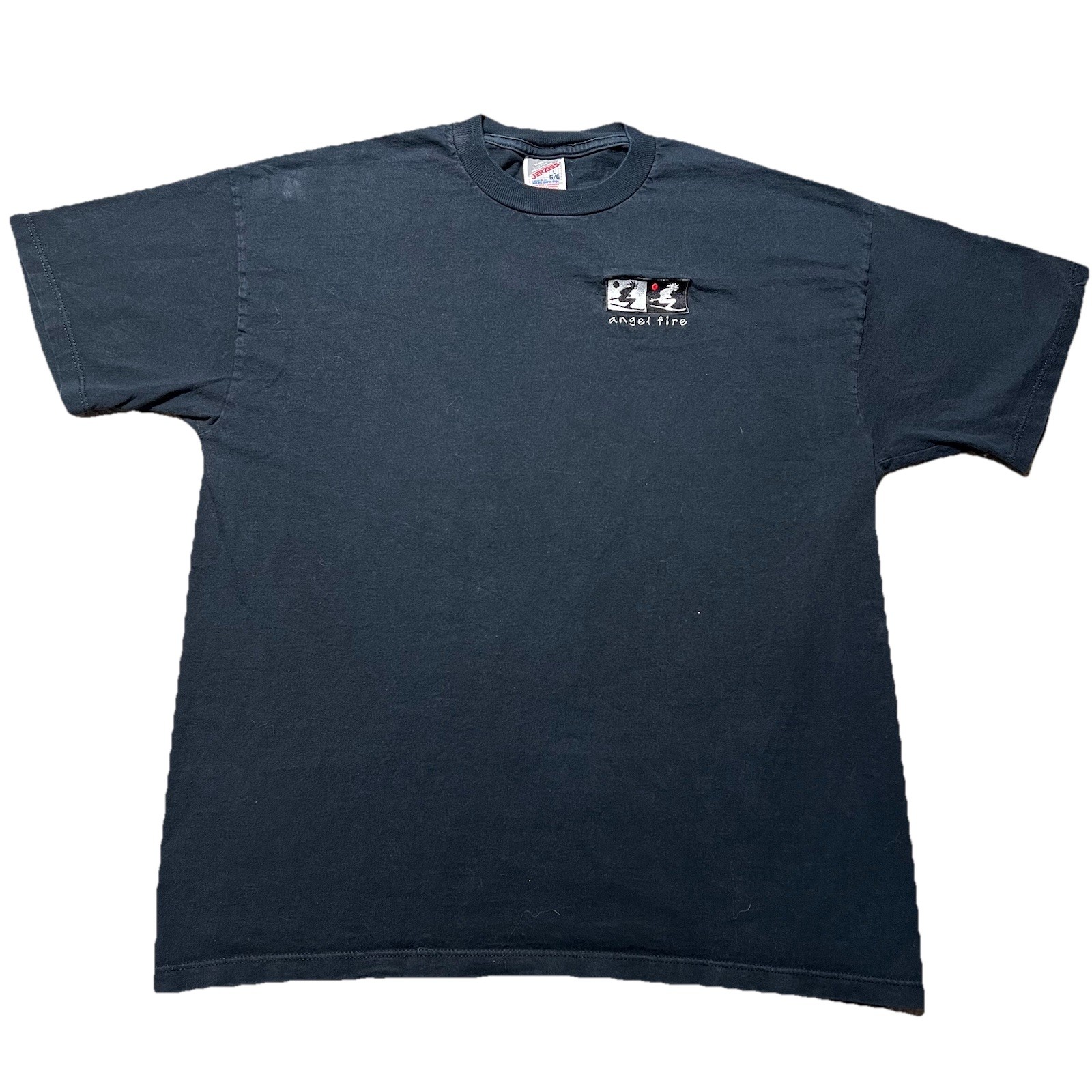 Vintage 90s Angel Fire Ski Resort T Shirt Mens L Black Embroidered Logo