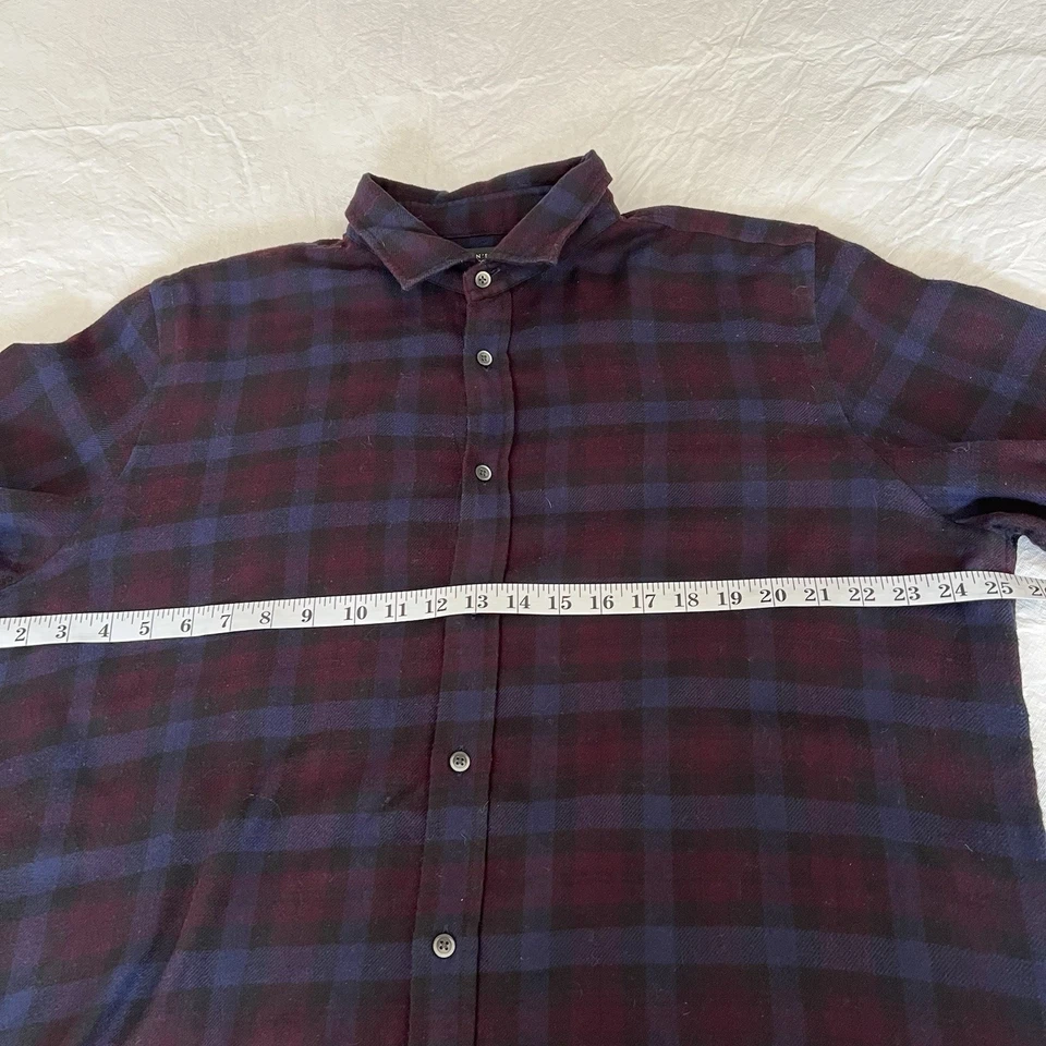 Bloomingdales Shirt Mens Store Flannel Size XL Blue Purple Plaid Button-Down - Image 4 of 4