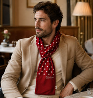 Maroon Polka Dot Silk Scarf | 100% Premium Silk | Mens Silk Scarves