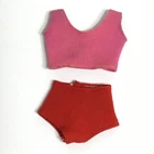 1963 Vintage Midge Barbie Bathing Suit Pink Top Red Bottoms Ex
