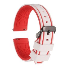 Silicone Watch Bands 20mm Soft Watch Bands with Black Buckle, White Red