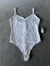 Everlane Women s XS White Supima Cotton Bodysuit Tank Top NWT Minimalist