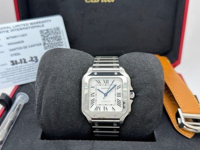 2023 Cartier Santos Medium WSSA0029 4075 35.1 mm Silver Dial Steel Box Papers