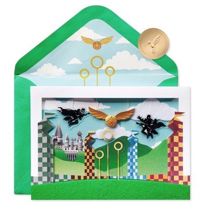 Papyrus Harry Potter Quidditch Shadowbox Birthday Card Handmade 5X7 Inches