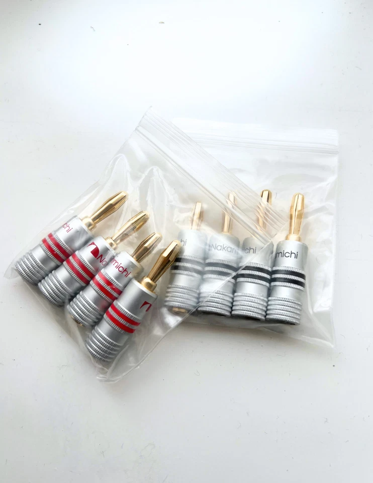 Conectores de cable de altavoz HiFi enchufes banana de 4 mm chapados en oro 24K Nakamichi Foto 4 de 4