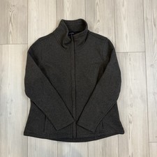 Lands End Fleece Jacket Women's XL 18 Dark Gray Full Zip Pockets