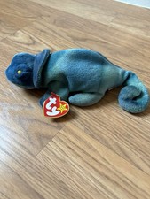 TY Beanie Baby - RAINBOW the Chameleon dark blue  9 inch  Stuffed Toy