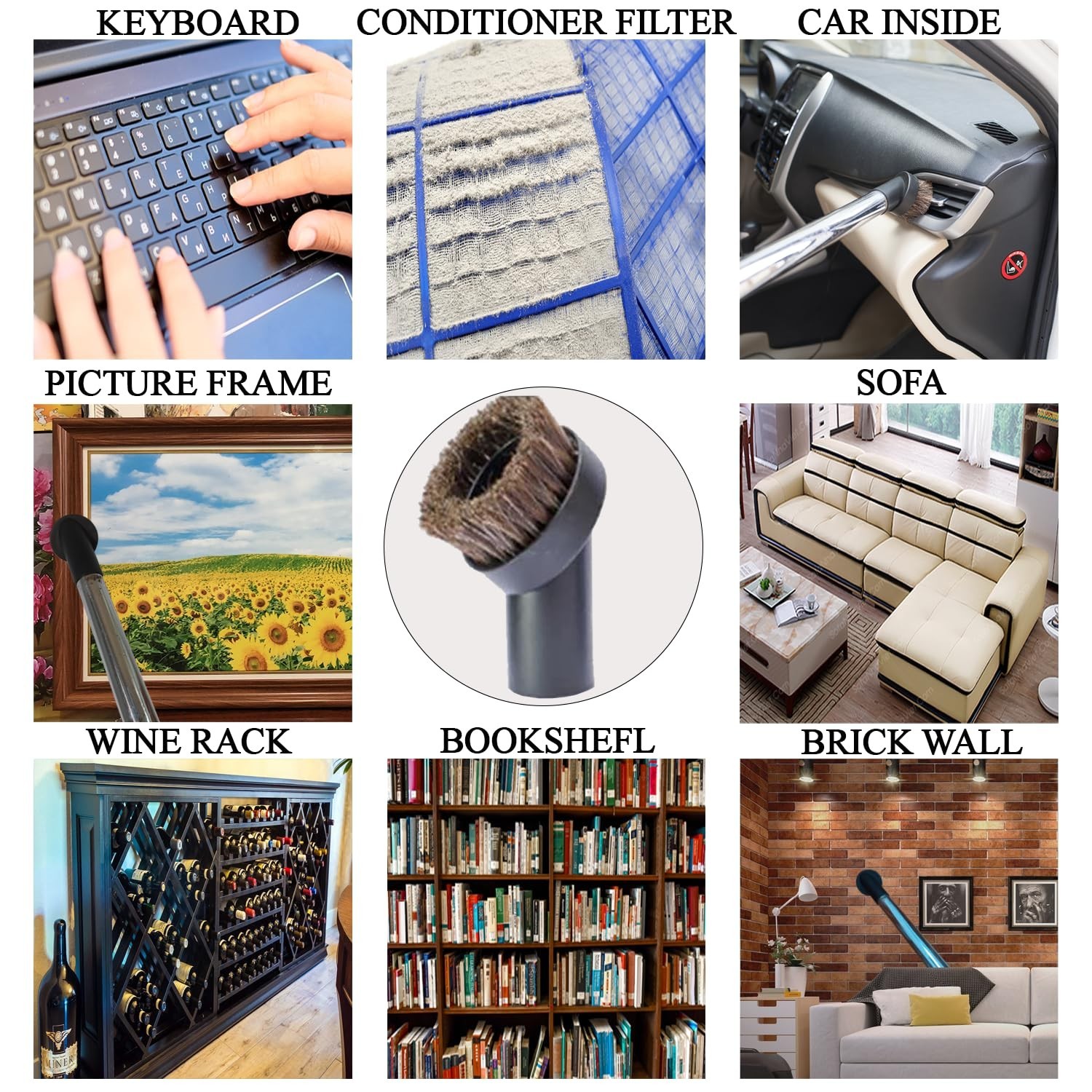 1.25'' Shop Vacuum Dust Brush Attachment with 25mm Horse Hair (2PCS) - Round ...