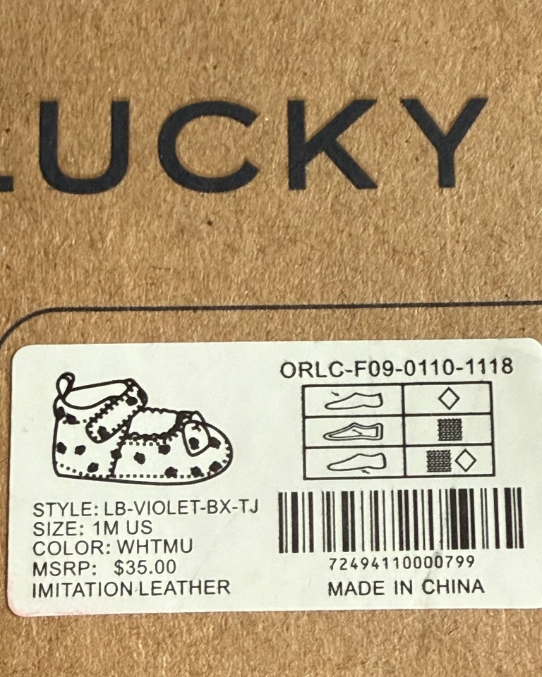 Lucky Brand SELLADOS EN CAJA Bebé Bebé Cuna Zapatos Blanco Violeta Talla 1 (0-3 Meses) Foto 2 de 4