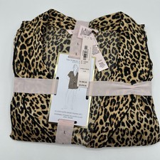 Victoria's Secret Satin Pajama Set Leopard Print Satin Top  Shorts Size L