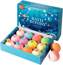 Natural Bath Bombs for Kids with Mega Bubbles  Surprise Inside, 12Pcs Easter Ba