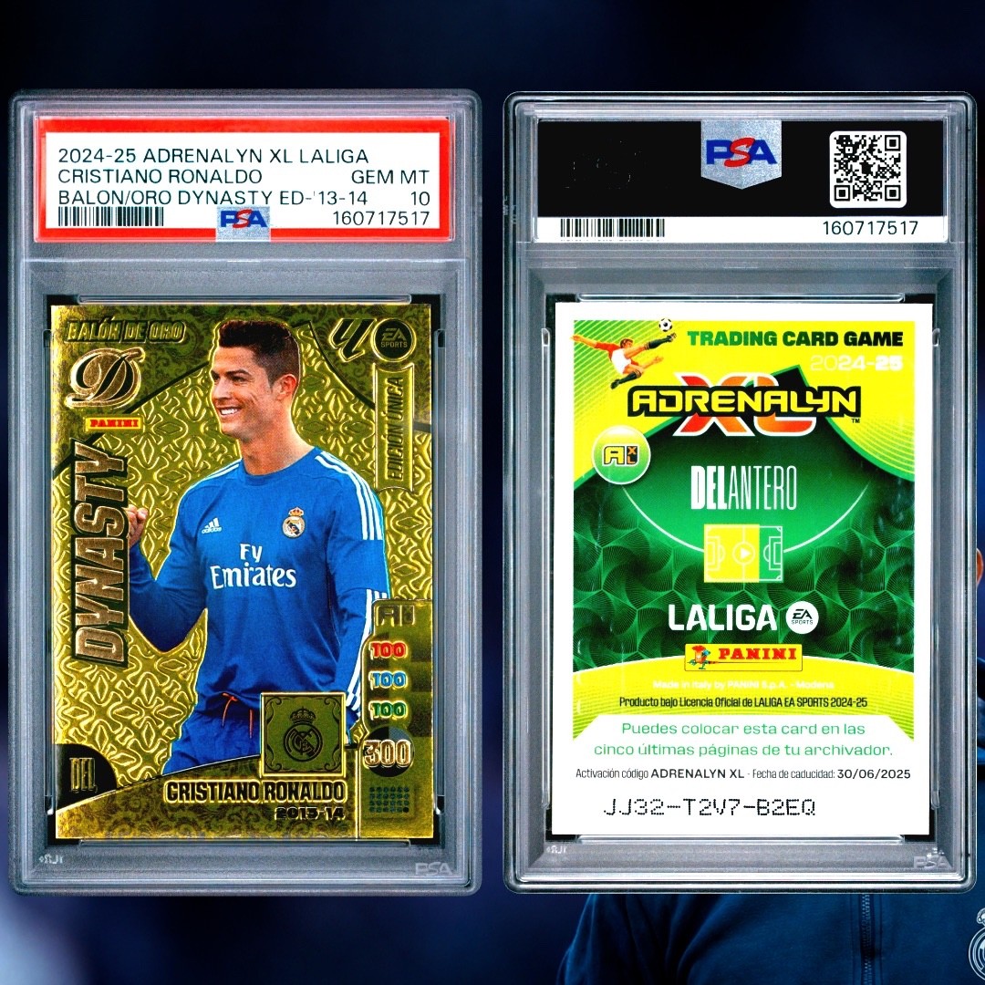 CRISTIANO RONALDO BALON DE ORO DYNASTY 2013-14 ADRENALYN XL LALIGA 24-25 PSA 10 view 3