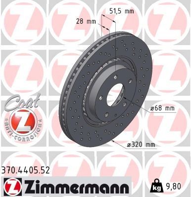2X Zimmermann Bremsscheibe 370.4405.52 FüR Mazda-image