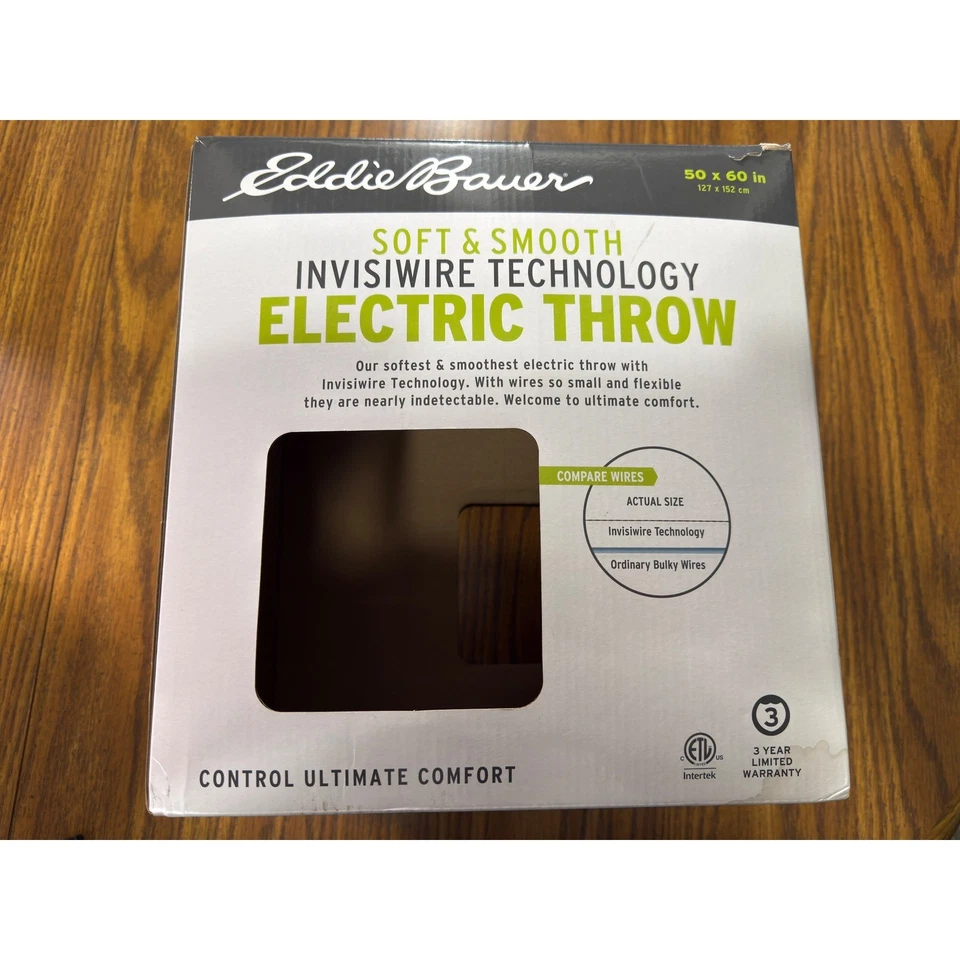 Eddie Bauer Soft Smooth Electric Throw Invisi-Wire Technology 50x60 Beige Oyster Foto 3 de 4