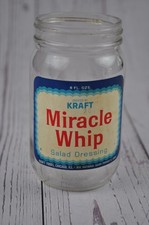 Vintage Miracle Whip Jar Empty Small 8 Ounce 