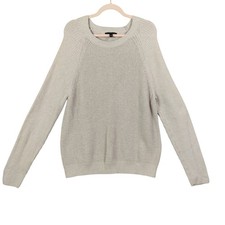 Banana Republic Mens XL Crew Neck Long Sleeve Waffle Knit Cotton Sweater Beige