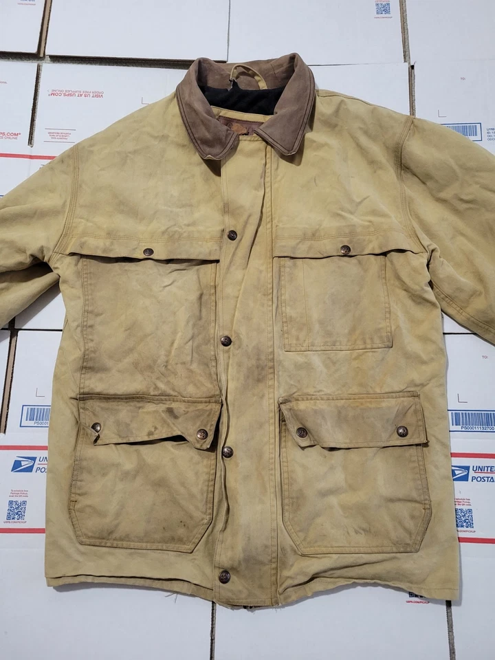 Vintage Outback Trading Co. Oilskin Cotton Flannel Lined Jacket Men’s Large 2141 - Image 2 of 4