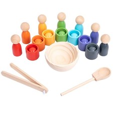 Montessori Wooden Balls in Cups, Toddler Color Sorting Toys and Matching Game...