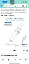 Pop up Outlet for Countertop, Receptacle Power Strip with 3 AC Outlet 2 USB Port