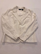  r elativity Women's White 100 Cotton Button-Front Blazer Jacket Size XL