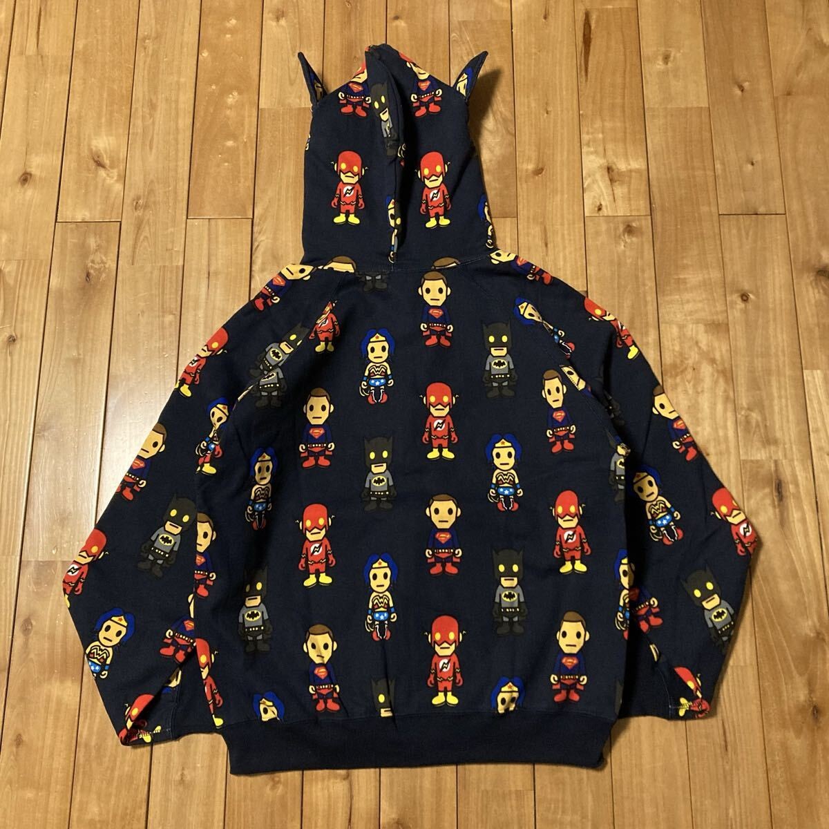 Dc Comics Bape Full Zip Hoodie M Size Navy A Bathing Ape No.aj1114