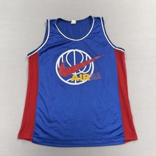 Vintage Nike Tank Mens Large Blue Air Mesh Graphic Basketball Jersey USA 90s