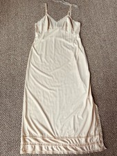 VTG Gaymode Lace Trimmed Maxi Slip Dress Size L 38 Warm Beige Nylon