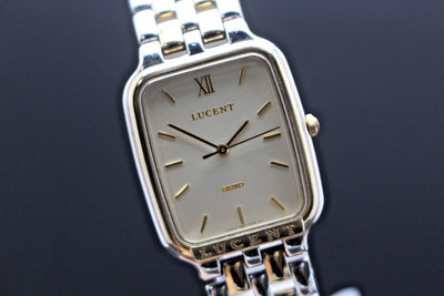 Vintage 1992 [N MINT] Seiko Lucent 7N01-5170 Gold Roman Tank Qz 25mm Herrenuhr