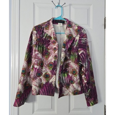 Harve Bernard Womans Blazer Size 8 Peacock Designs.