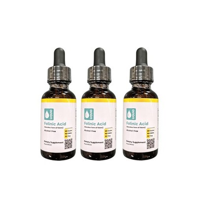 BUY 2 GET 1 FREE California Gold Nutrition Folinic Acid Alcohol 1oz/30ml- 3 Pack