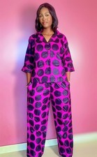 Women's African Print Modern 2pc Top and Pant Large Size Set