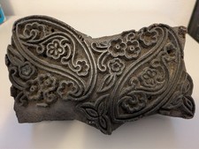 Antique Hand-Carved Wooden Unique Design Fabric Textile Printing Block Stamp