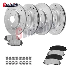 Front Rear DRILLED Rotors Brake Pads for Town Country Grand Caravan Dual Piston