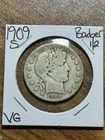 1909 S Barber Silver Half Dollar Very Good VG U.S. 50c Type Coin (Raw16846)