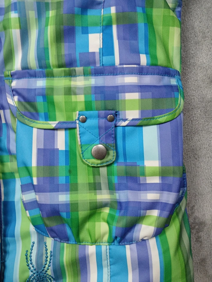 Chaqueta de invierno Spyder Youth XL 10/12 esquí snowboard F11 verde azul a cuadros 10K Foto 3 de 4