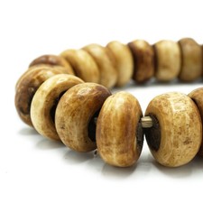 Large Brown African Rondelle Bone Beads 23-26mm Handmade in Kenya 1006P110 