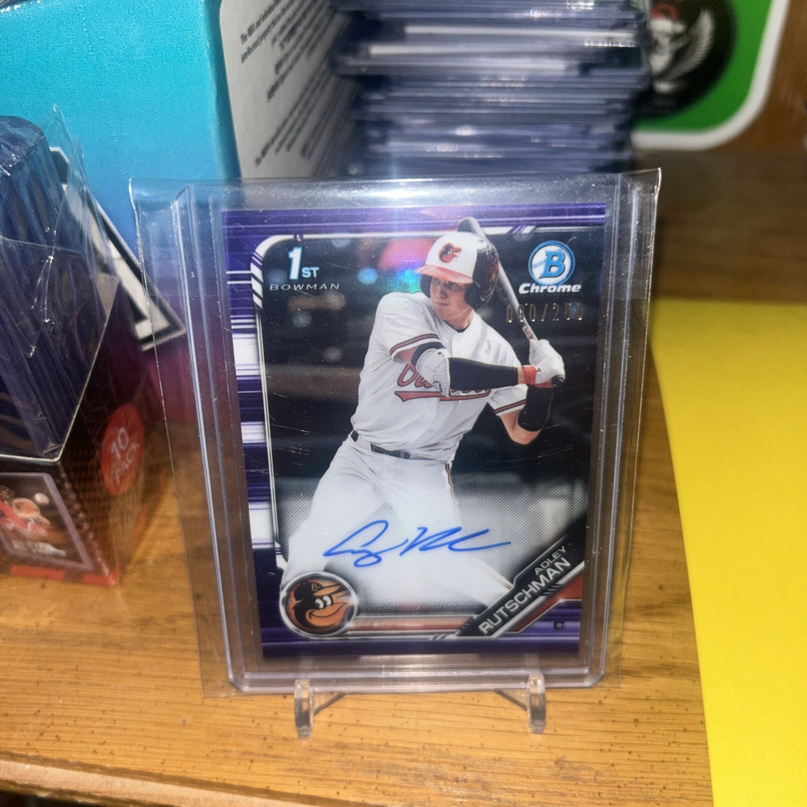 2019 Bowman Chrome Adley Rutschman 1st Purple Refractor Auto #/250  