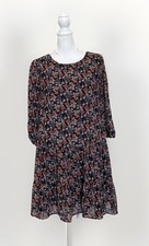 Hayden Los Angeles Botanical Print Chiffon Dress Boho Cottagecore Sz L